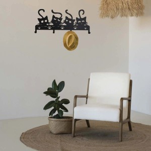 Organizer armadio nero con motivo gatti e cappello.