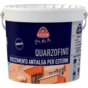 Secchio di pittura per esterni Boero Quarzofino, rivestimento antialga per esterni.