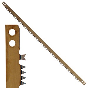 Lama per sega t.b.t., dettaglio della dentatura e dei fori di montaggio.