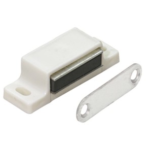 Fermaglio magnetico Hettich, 5kg, finitura bianca con contropiastra per accessori mobili.