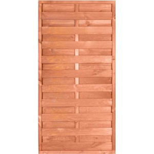 Pannello per recinzione in legno t.b.t. per giardino, in legno verniciato con listelli orizzontali.