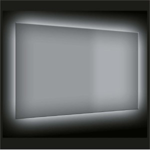 Specchio da parete rettangolare con illuminazione a LED.