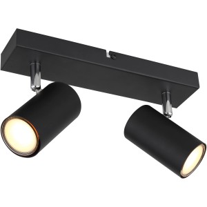 Faretto Globo Robby nero a 2 luci con attacchi GU10. Spot moderno per interni.