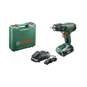 Set avvitatore a batteria con valigetta e caricabatterie.