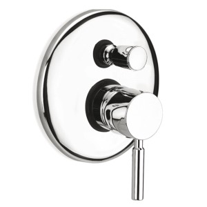 Miscelatore doccia t.b.t. cromato con design rotondo e leva.