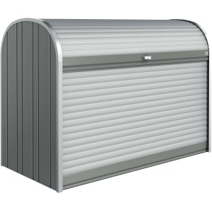 Box da giardino Biohort StoreMax 190 in grigio quarzo metallizzato per bici e attrezzi.