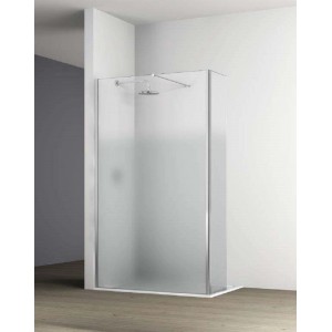 Box doccia walk-in t.b.t. con vetro satinato e telaio argento.