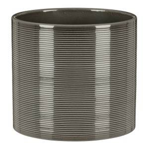Vaso per piante grigio Scheurich 828 in ceramica con scanalature orizzontali, Ø 23 cm.
