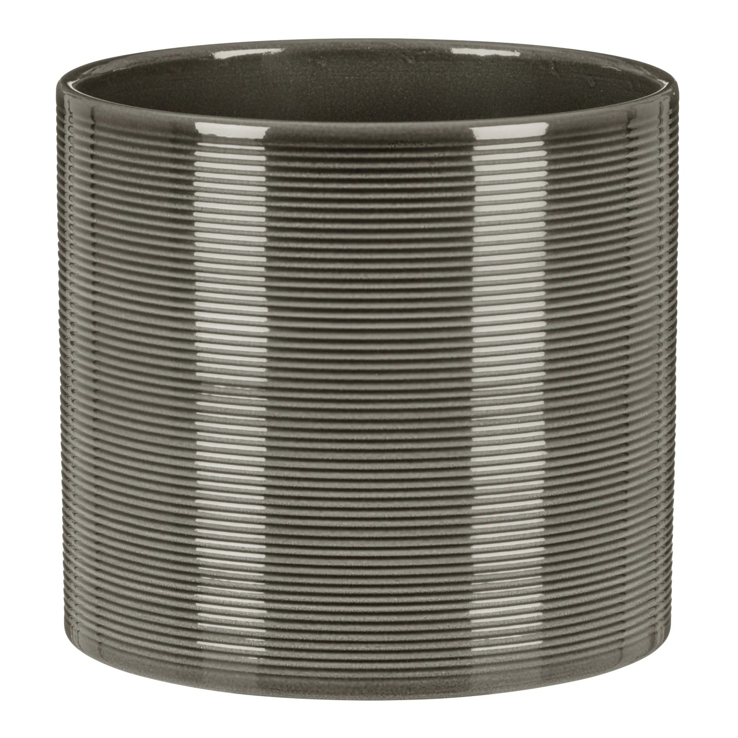 Vaso per piante grigio Scheurich 828 in ceramica con scanalature orizzontali, Ø 23 cm.