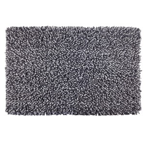 Tappeto da bagno t.b.t. grigio rettangolare con superficie soffice.