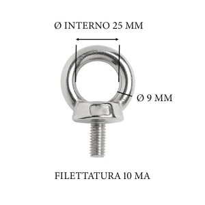 t.b.t. in acciaio inox per accessori nautici, dettaglio delle dimensioni.