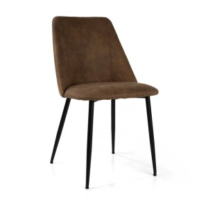 Sedia imbottita Molly in tessuto marrone e struttura in metallo 49,2x57,5h84 cm