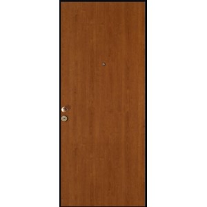 Porta blindata t.b.t. effetto legno con spioncino e maniglia.
