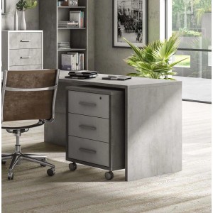 Cassettiera ad archivo t.b.t. grigia con tre cassetti e ruote.