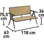 Immagine che mostra le dimensioni della panca da giardino t.b.t. del Set di mobili da giardino.