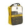 Borsa da trasporto gialla con cinghie di fissaggio e tenditori per il fissaggio del carico.