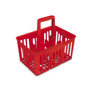 Contenitore/cesto rosso t.b.t. in plastica con manico per lo stoccaggio.