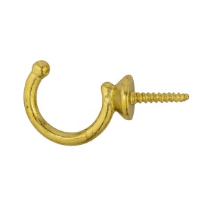 Gancio a vite dorato per montaggio a parete.