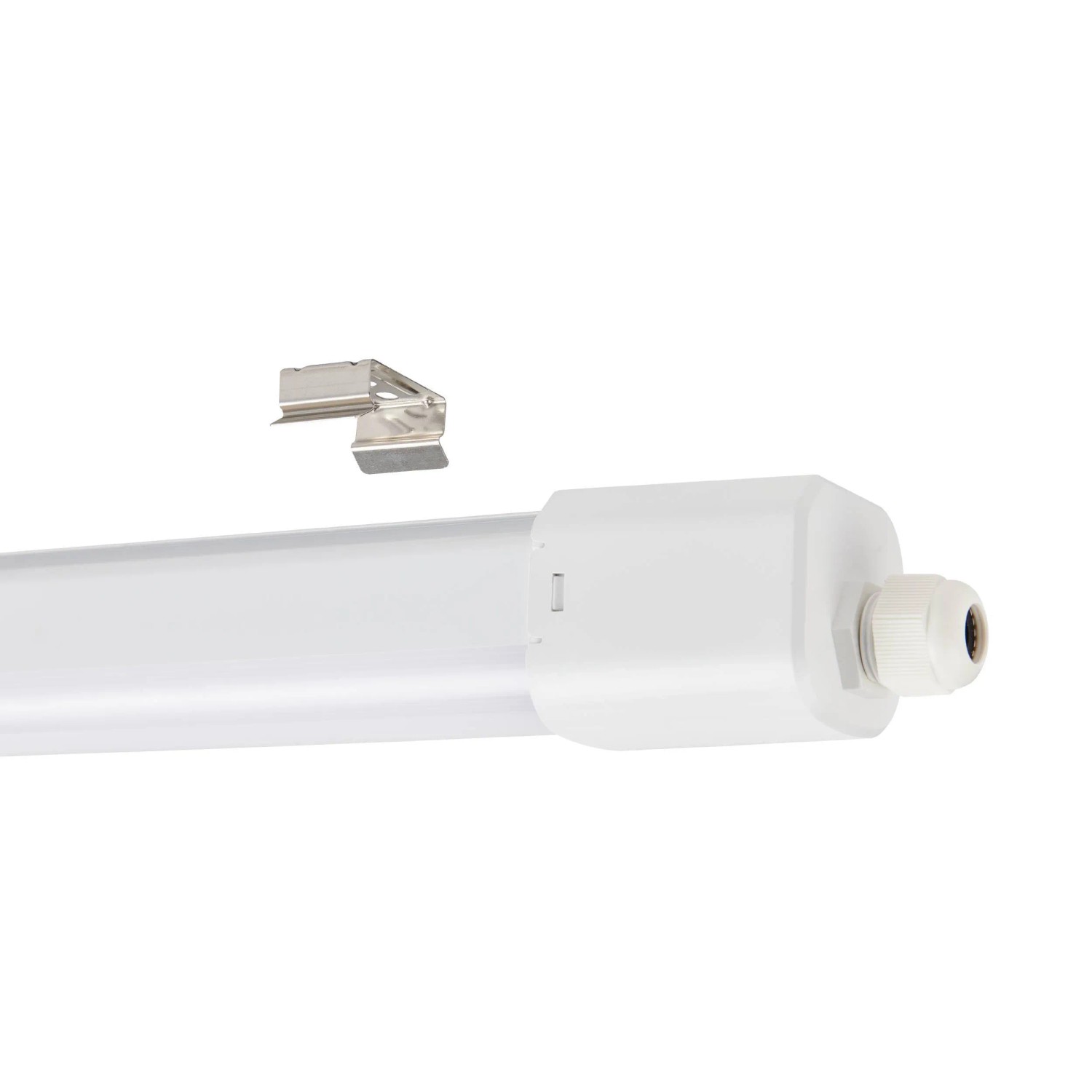 Lampada LED da bagno Eglo Slim bianca, 110,5 cm, con clip di montaggio. Ideale per bagno e cantina.