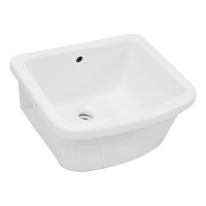 Lavabo t.b.t. in ceramica bianca, vista dall'alto.