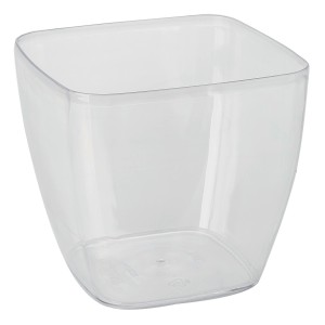 Vaso per piante t.b.t. trasparente quadrato in plastica.