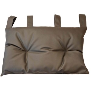 Cuscino t.b.t. grigio con bottoni e passanti per il fissaggio.