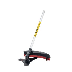 Decespugliatore t.b.t. per lavori di giardinaggio. Tagliabordi con testina e protezione.