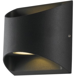 Applique LED da esterno nera dal design moderno per esterni.