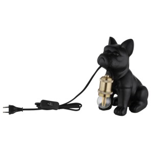Lampada da tavolo DOGO forma di cucciolo di cane ceramica nera satinata
