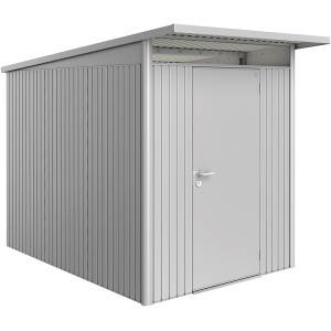 Casetta da giardino in metallo Biohort AvantGarde A3 color argento metallizzato con porta standard.
