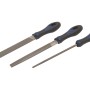 Set lime LUX Comfort, 3 pezzi: lima piatta, mezzotonda e tonda con manici ergonomici.
