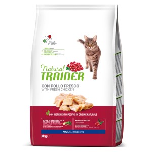 Natural Trainer cibo secco per gatti con pollo, confezione da 3kg.