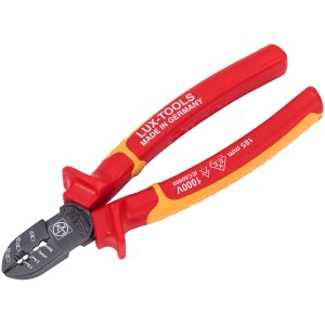 Tronchese laterale per elettricista LUX Comfort VDE 190 mm con manico a 3 componenti rosso-giallo.