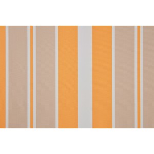t.b.t. Tende da sole a strisce arancioni, beige e bianche.