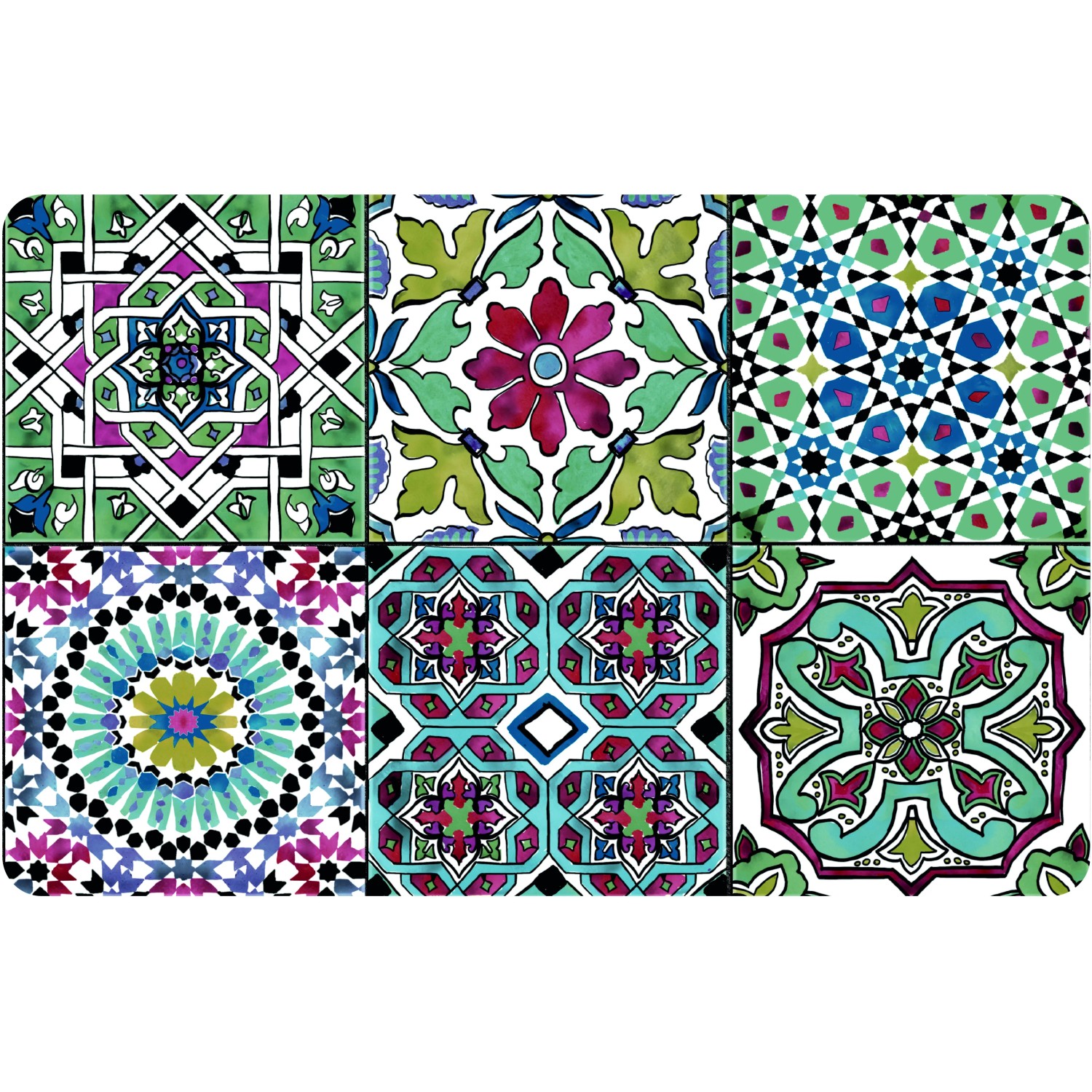 ABAKUHAUS Astratto Tovaglietta Americana Set di 4, Ritmica Ondulate Motivi Art, Tovagliette in Tessuto Lavabile per Tavolo da Pranzo Cena, Blue Sky e Baby Blue