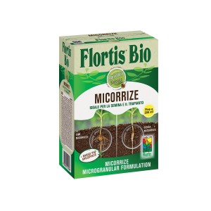 Confezione Flortis Bio Micorrize, antiparassitario biologico per favorire la crescita delle radici.