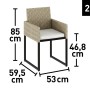 Set di 2 sedie da giardino, effetto rattan, struttura nera, cuscino incluso.