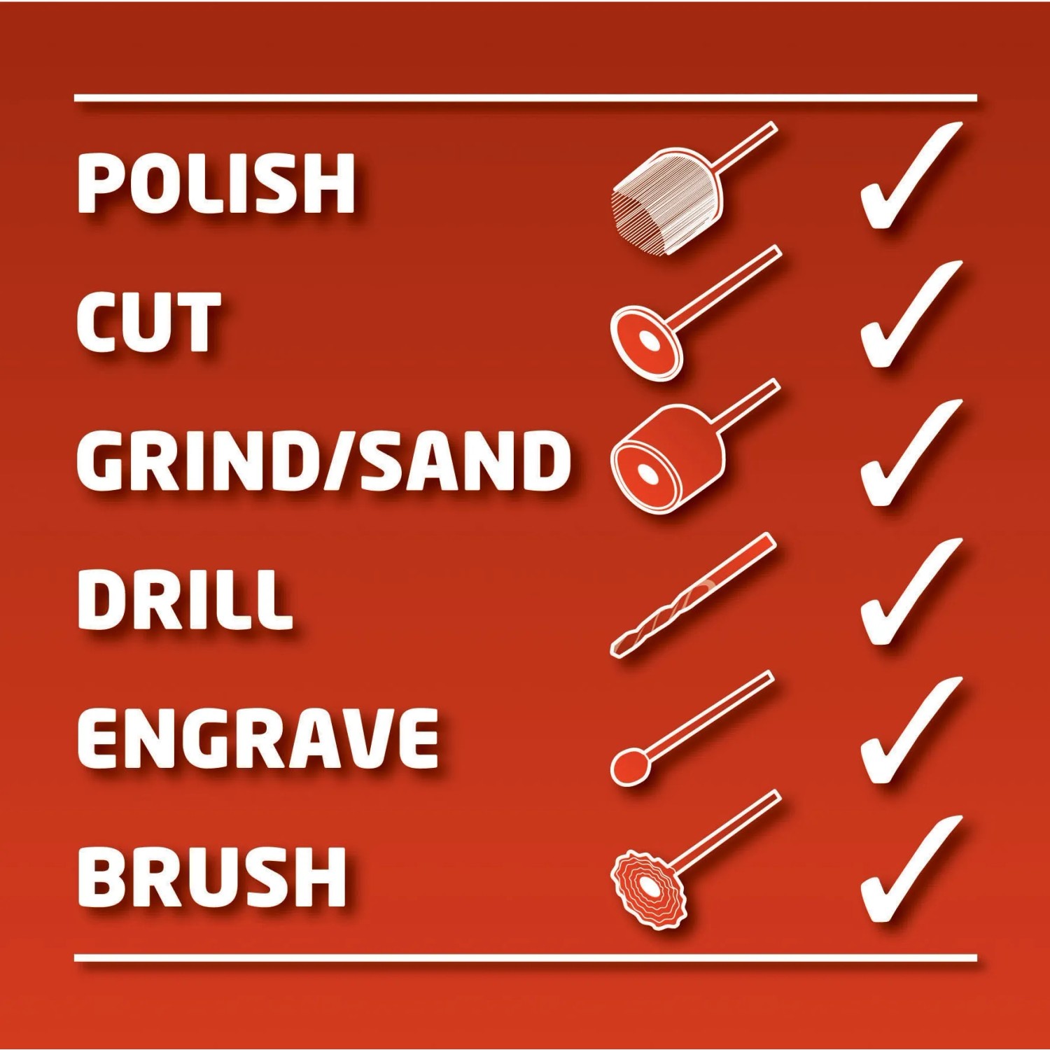 Einhell TC-MG 135 E: Accessori per levigare, incidere, lucidare, forare e spazzolare.