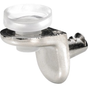 Supporto per ripiano in vetro Hettich Sekura, nichelato, per ripiani in vetro, dettaglio.