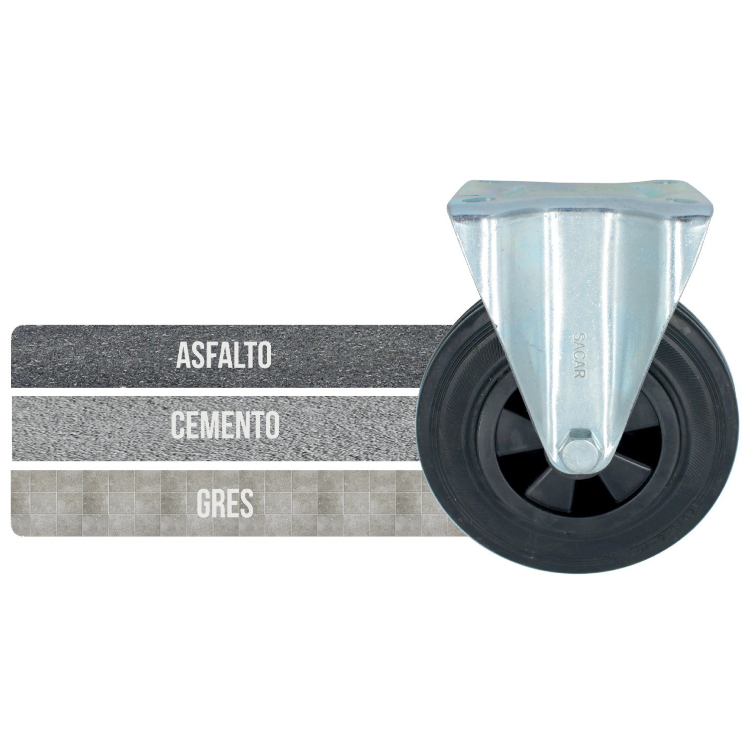 Ruota Gomma Grigia A Snodo Piastra Girevole Altezza 103 Mm Diametro 75 Mm Portata 90 Kg - Foto 8