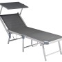 Lettino prendisole grigio t.b.t. con tettuccio parasole per giardino e terrazza.