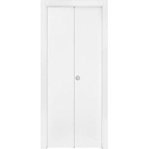 Porta interna bianca t.b.t. con serratura centrale, ideale per ambienti moderni.