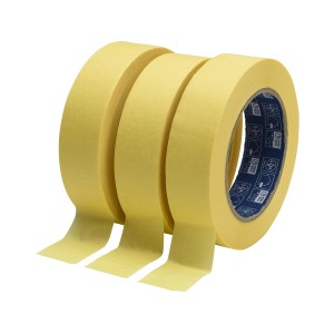 Set di 3 rotoli di nastro adesivo LUX in carta crespa, giallastro, per interni e bordi di pittura puliti.