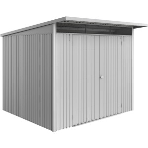 Casetta da giardino in metallo Biohort AvantGarde ECO Gr. A6, argento-metallizzato, con doppia porta.