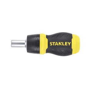 Cacciavite Stanley con manico giallo e nero. Utensile per il fai da te.
