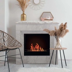Camino a bioetanolo terra Divina Fire Bellini 3,4 kW L96xP35xH96 cm marmo bianco