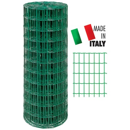 Rete elettrosaldata zincata plastificata 25x1,5 m verde