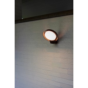 Applique da esterno a LED Polo di Lutec color antracite, forma rotonda, luce bianca calda.