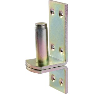 Cerniera a vite D1 zincata gialla, 115x40 mm, perno Ø 16 mm, per fissaggio bandelle.