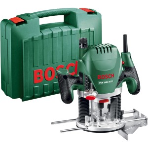 Fresatrice verticale Bosch 1400 ACE con accessori in valigetta verde. Fresatrice potente per legno.